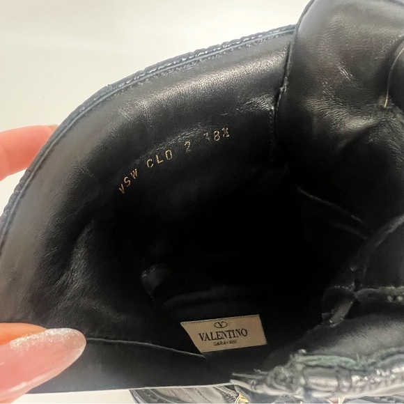 💯 AUTHENTIC VALENTINO GARAVANI CALFSKIN NYLON ROCKSTUD QUILTED WATERPROOF BOOTS - Picture 13 of 14